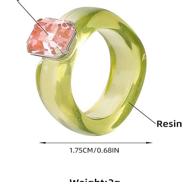 Chunky Resin Rings Set for Women - Picture 4 of 7